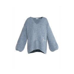 HEST - Sofie V-neck Sweater - Faded Denim