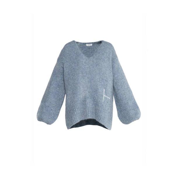 HEST - Sofie V-neck Sweater - Faded Denim