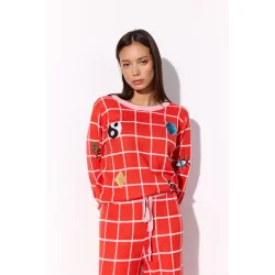 Hunkn - Dusty Strik Blouse - Red Checked