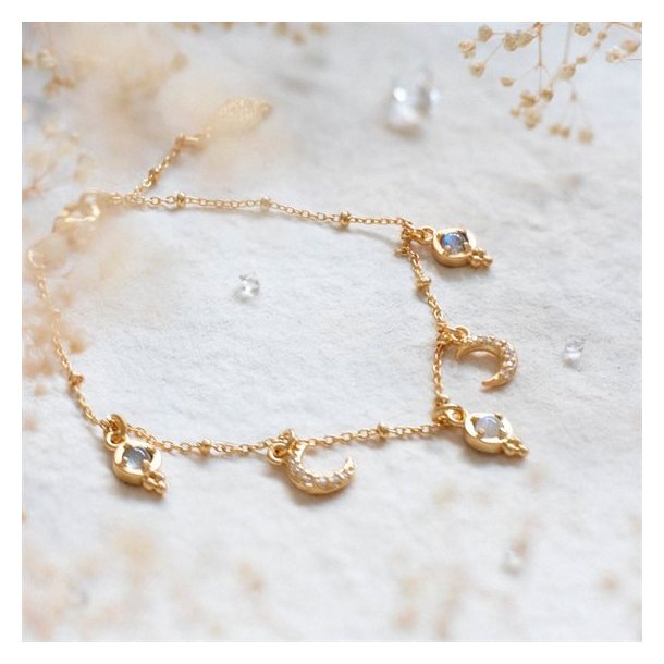 Ananda Soul - Am Whole Armbnd - Gold - Labradorite - Moonstone