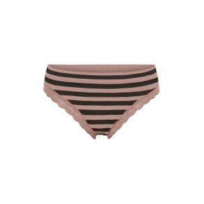 Tim&Simonsen - ISA Stripe Dark Rib Lace Trusser - Nero-Rosa Antico