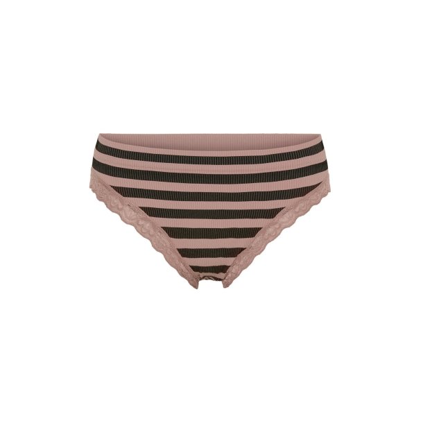 Tim&Simonsen - ISA Stripe Dark Rib Lace Trusser - Nero-Rosa Antico