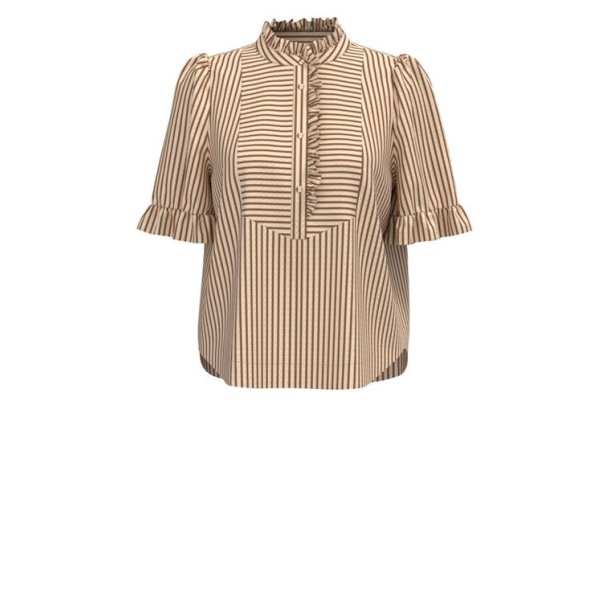 Gossia - Benedicthe Blouse - Creme Brown Stripes