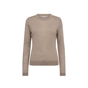 Ivy - Essex LS O-neck Strik - Beige Melange