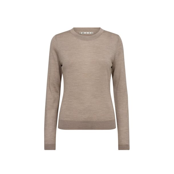 Ivy - Essex LS O-neck Strik - Beige Melange