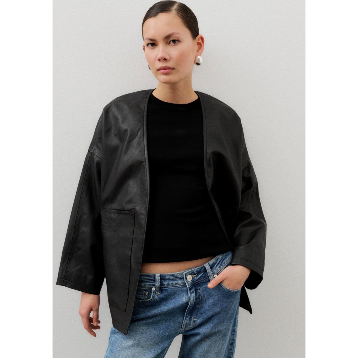 IVY - Kylie Leather Cardigan - Black