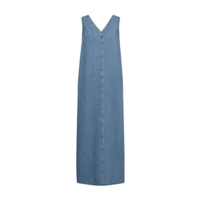 IVY - Uta Distressed Maxi Dress - Wash Mid Blue