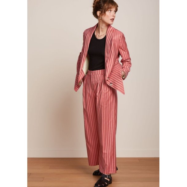 King Louie - Fintan Cropped bukser - Vice Stripe - Dusty Rose