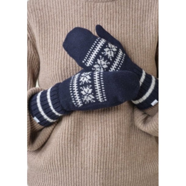 Klitmller - Luffer Mnsteret Strik - Navy/Cream - Onesize