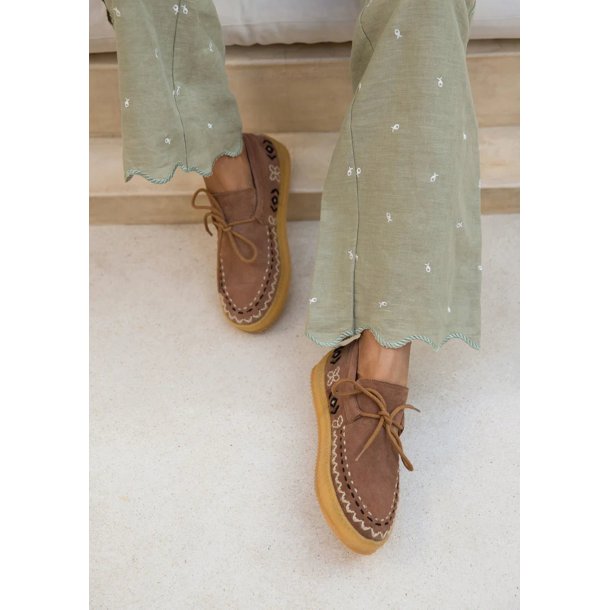 LaidBack - Komo Crepe - Camel Suede - Black/White - Sko