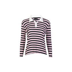 Liberte - Natalia LS  - Polo Blouse - Black Bubblegum - White Stripe