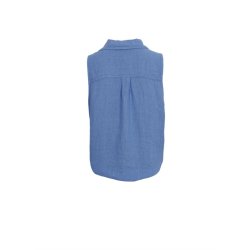 Black Colour - Melina Sleeveless Tie Shirt - Sky Blue