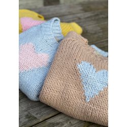 Lulu's Love - Strik Sweater - W/heart Beige Blue