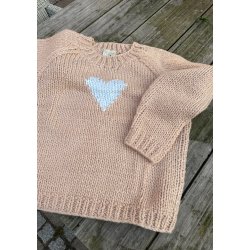Lulu's Love - Strik Sweater - W/heart Beige Blue