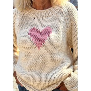 Lulu's Love - Strik Sweater - W/heart Nature Rose