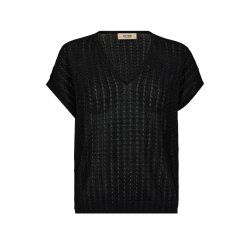 Mos Mosh - Shani Plain -  V-neck Strik - Black