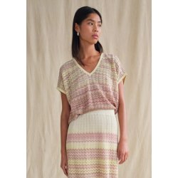 Mos Mosh - Shani Zig Zag - V-neck Strik - Powder Pink
