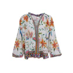 Black Colour - Art Blouse - Warm Orange - Onesize