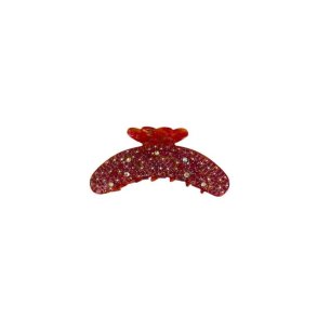 Black Colour - Hrclips - Rhinestone - Pink/Orange Lava