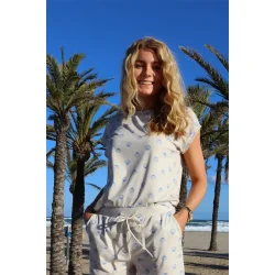 Liberte - Alma U Tshirt - Ivory Cobolt Shell