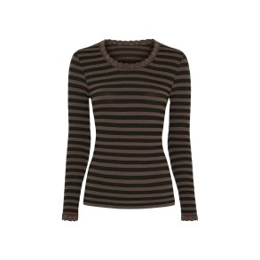 Tim & Simonsen - ISA Frida - T shirt LS - Dark Stripe - Nero/Noce