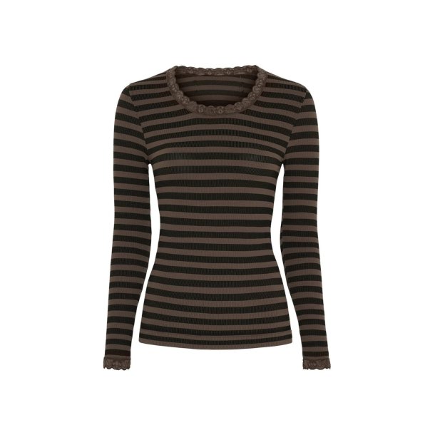 Tim & Simonsen - ISA Frida - T shirt LS - Dark Stripe - Nero/Noce