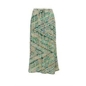 Black Colour - Luna Regular Nederdel - Floral Green