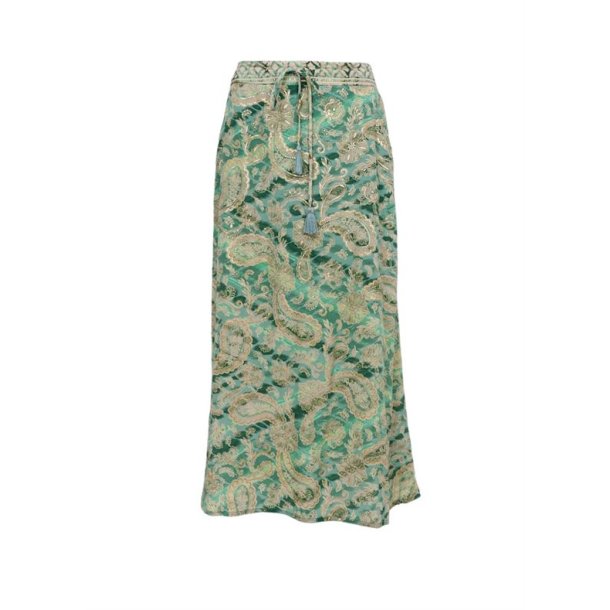 Black Colour - Luna Regular Nederdel - Floral Green