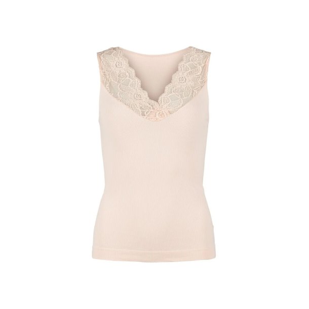Tim & Simonsen - Belen Rib - V-lace  Top - Cipria 