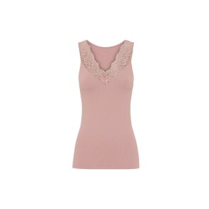 Tim & Simonsen - Belen Rib - V-lace  Top - Rosa Antico