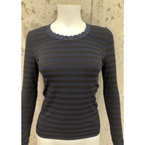 Tim & Simonsen - ISA Frida - T shirt LS - Dark Stripe Nero/Blu