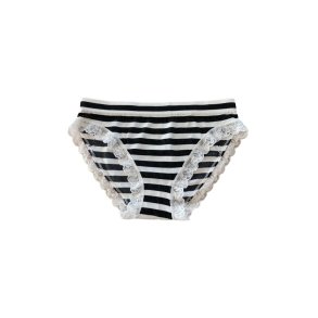 Tim & Simonsen - ISA Stripe Dark Rib Lace Trusser - Nero-Bianco