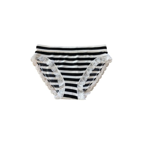 Tim & Simonsen - ISA Stripe Dark Rib Lace Trusser - Nero-Bianco