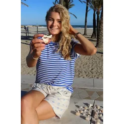 Liberte - Alma U T-shirt - Stripe Ivory Cobolt