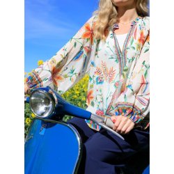 Black Colour - Art Blouse - Warm Orange - Onesize